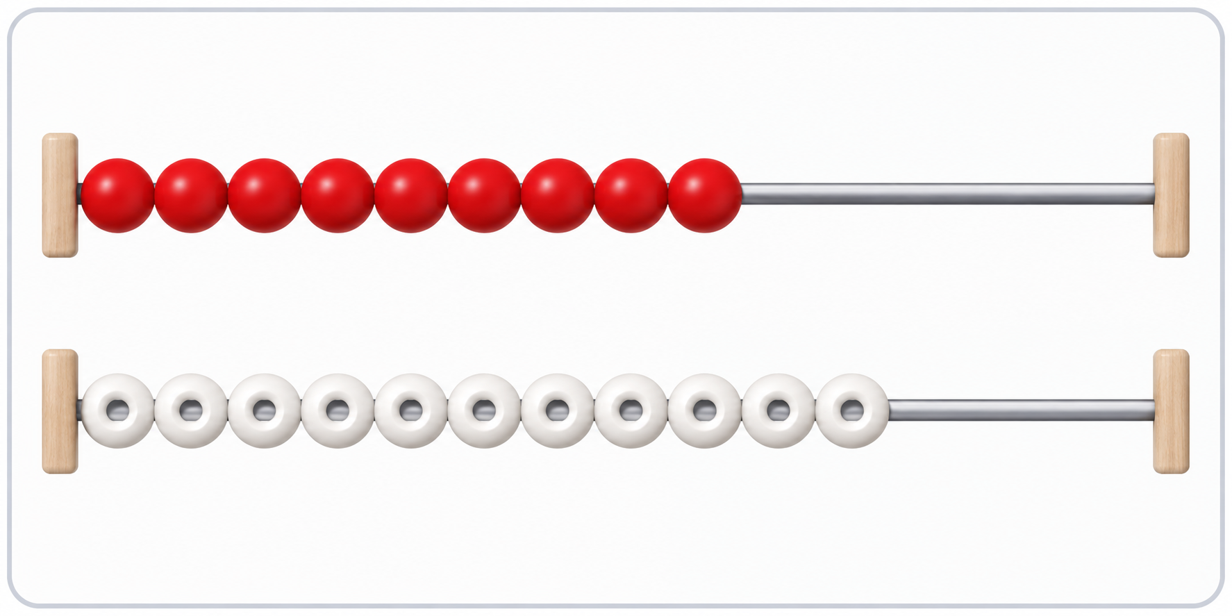 Two countable bead rows with nine solid beads above eleven hollow outline beads.