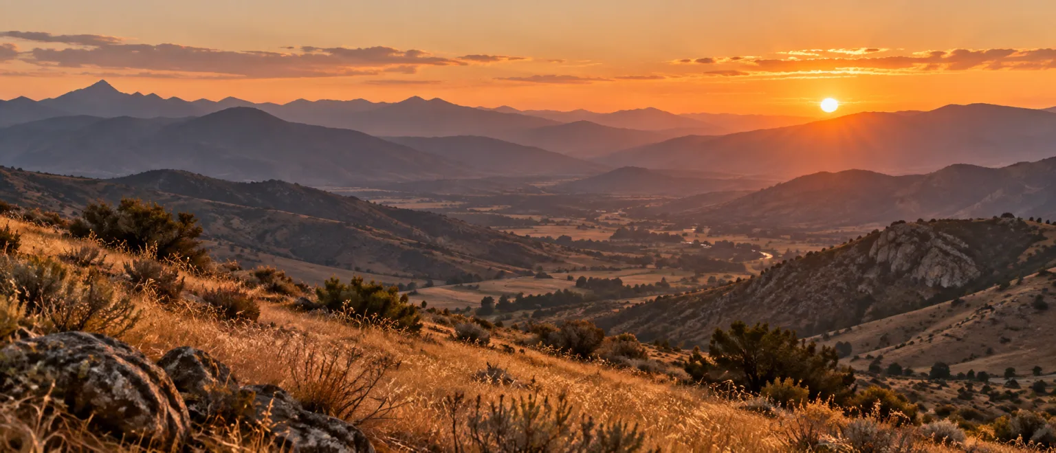 Mountain range at sunset