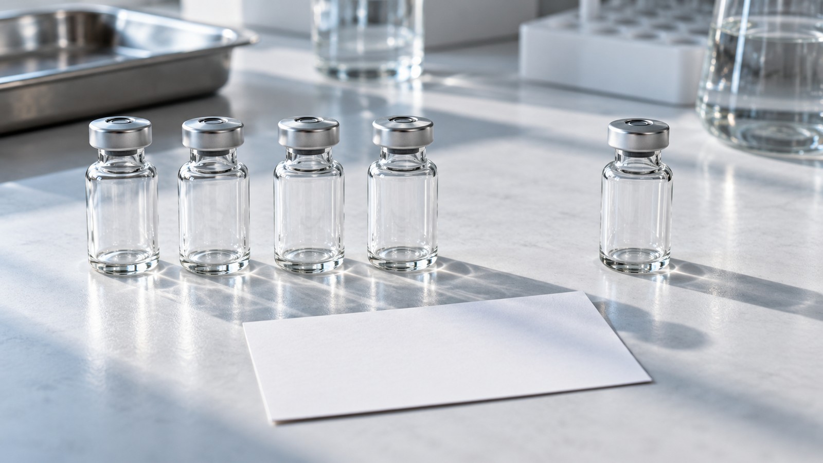 A sheet of white paper on a clean lab bench.
